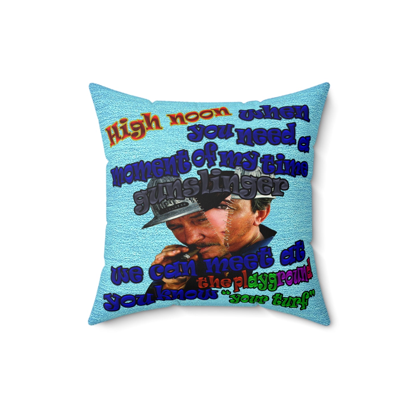 high noon - Faux Suede Square Pillow - (faded blue)