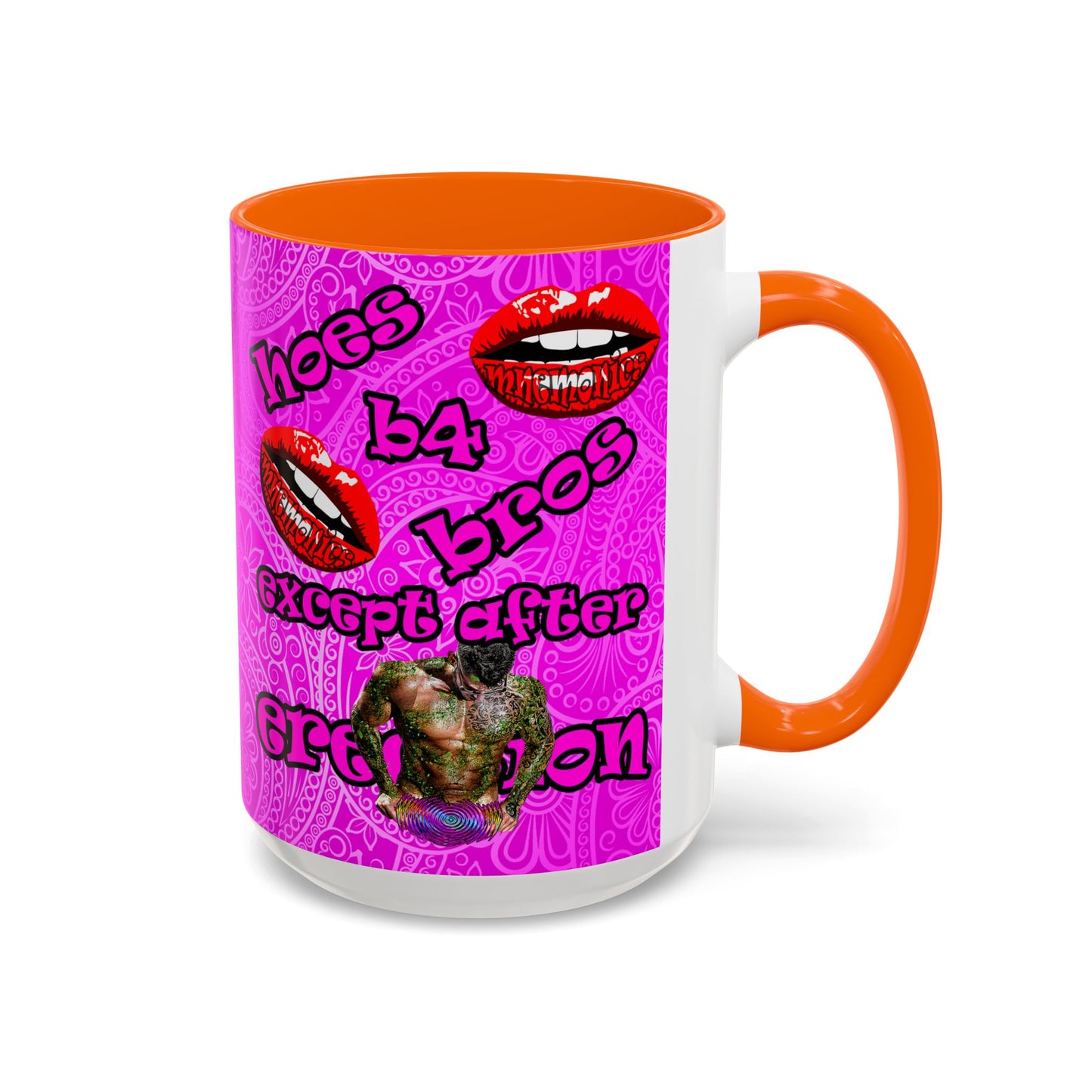 hoes b4 bros - Accent Mug (pink swirl)