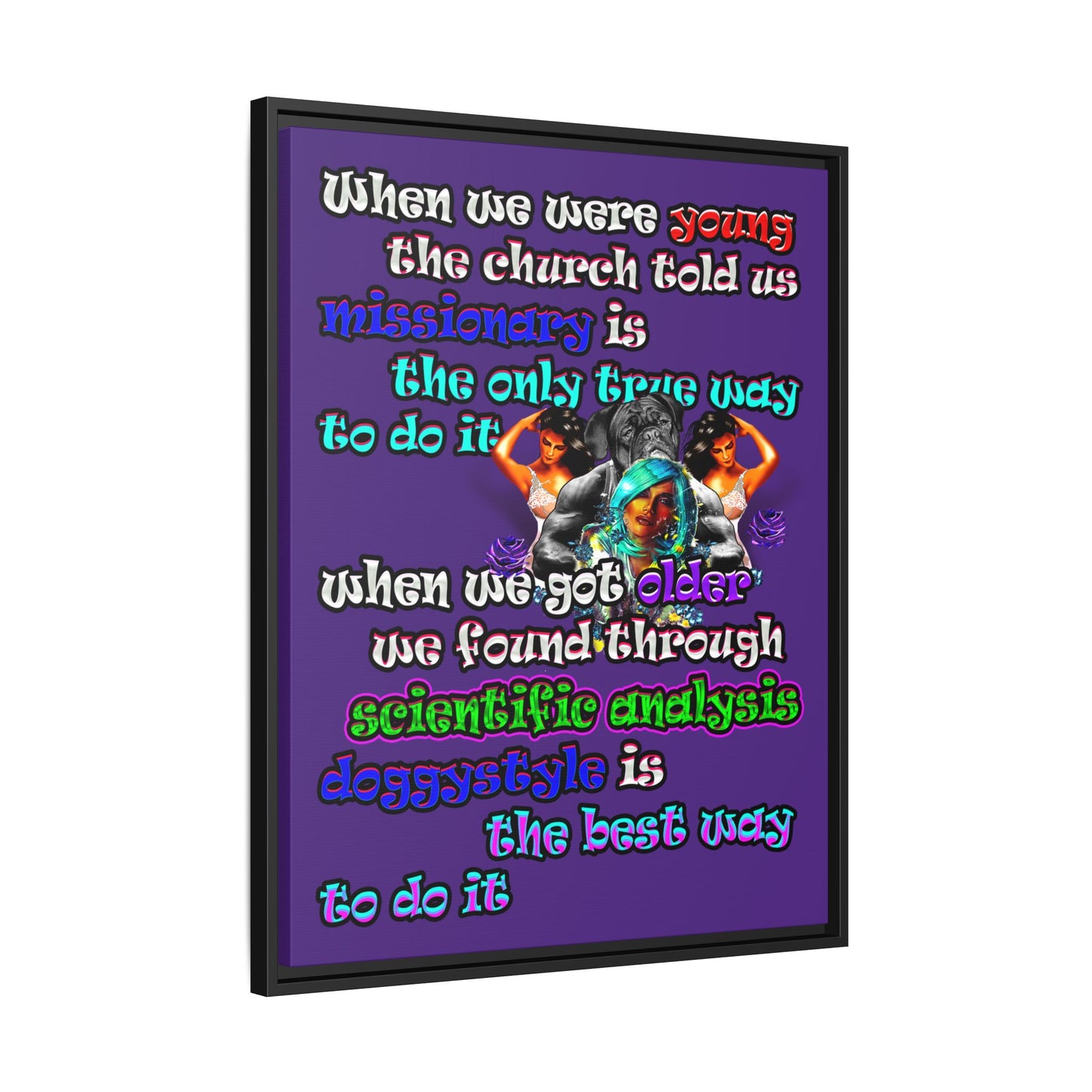 doggystyle - framed canvas art (purple)