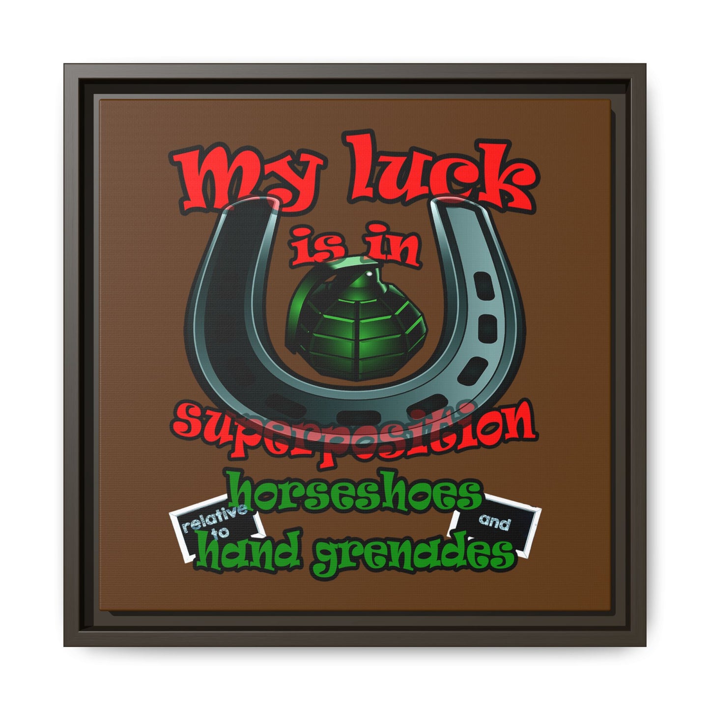 my luck - framed canvas art (brown)