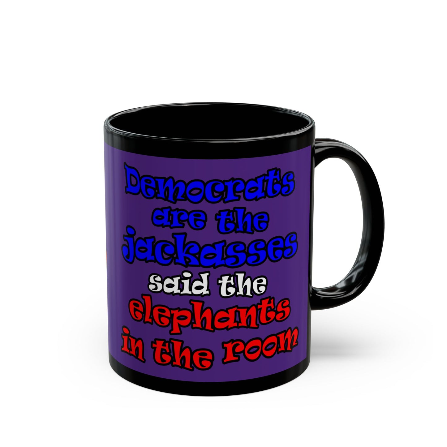 donkeys and elephants - Black Mug (purple)
