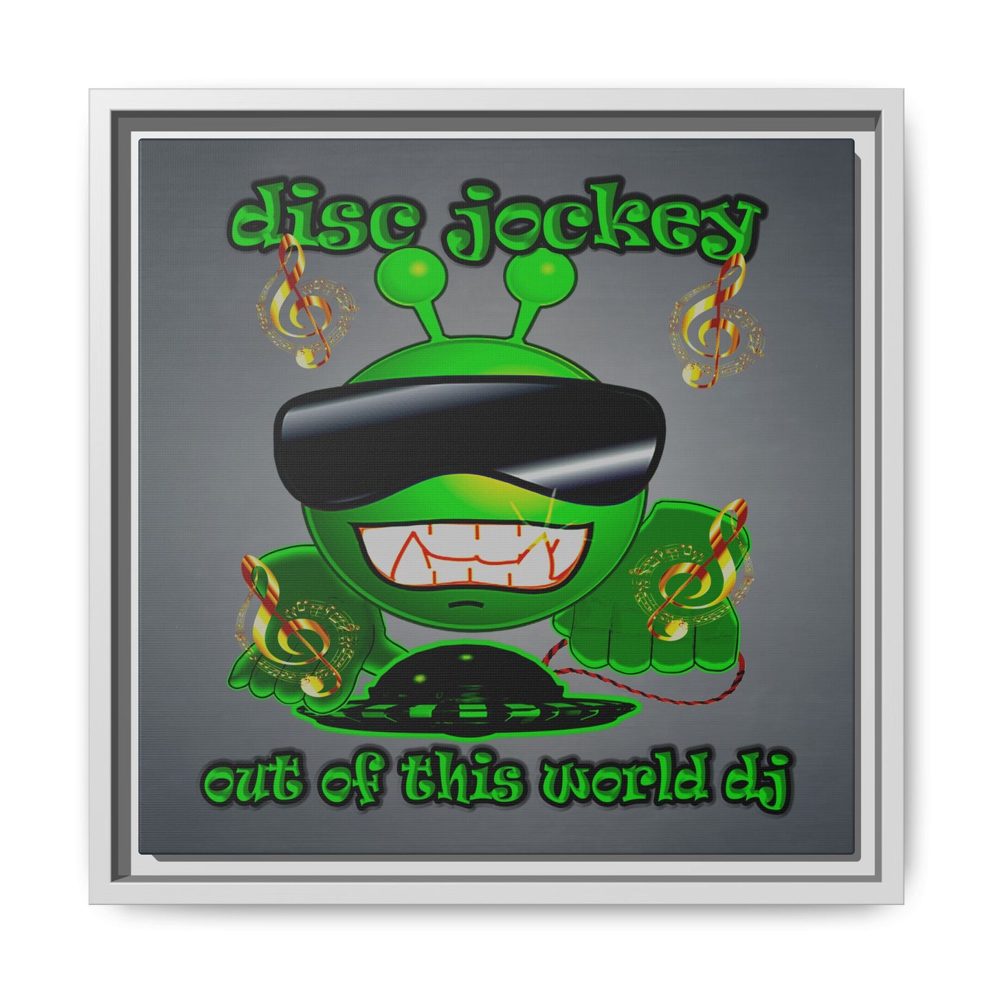 disc jockey - framed canvas art (grey-light grey)