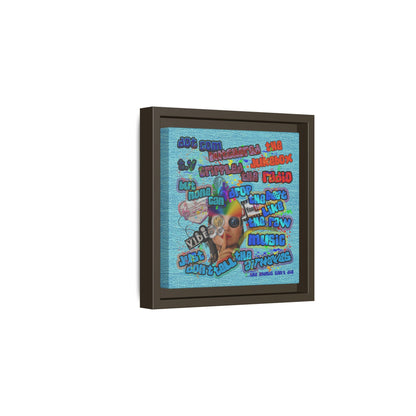 drop the beat - framed canvas art (faded blue)
