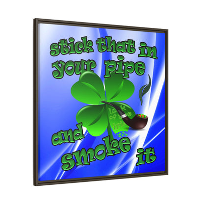 stick that in your pipe and smoke it - framed canvas art (blue-white wave)