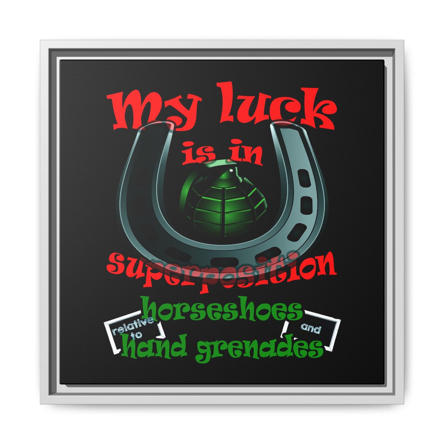 my luck - framed canvas art (black)