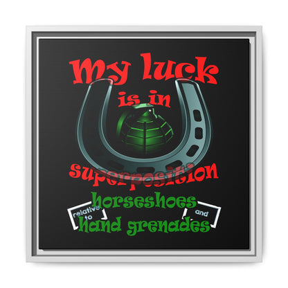 my luck - framed canvas art (black)