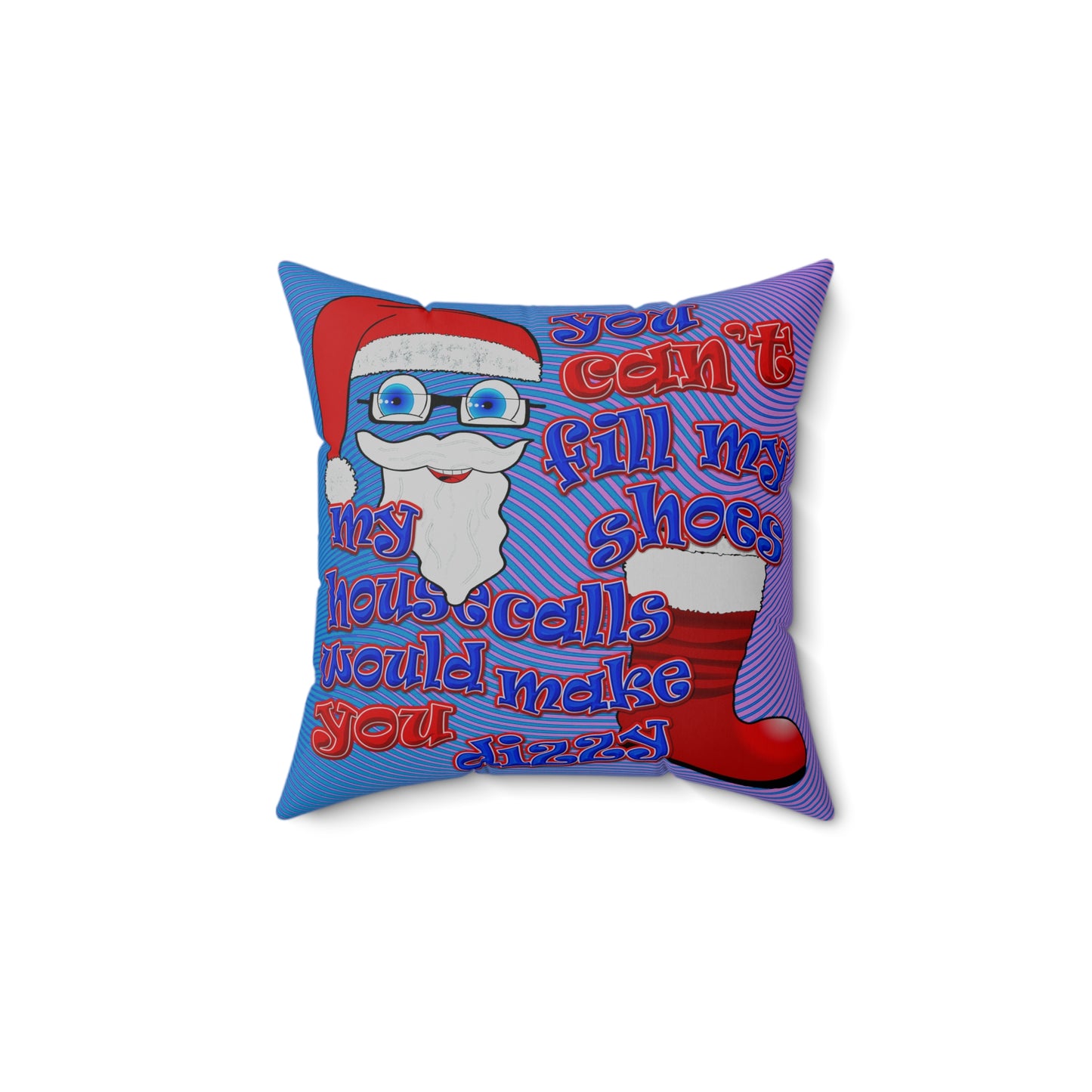 santa's shoes - Spun Polyester Square Pillow - (light blue-purple wave)