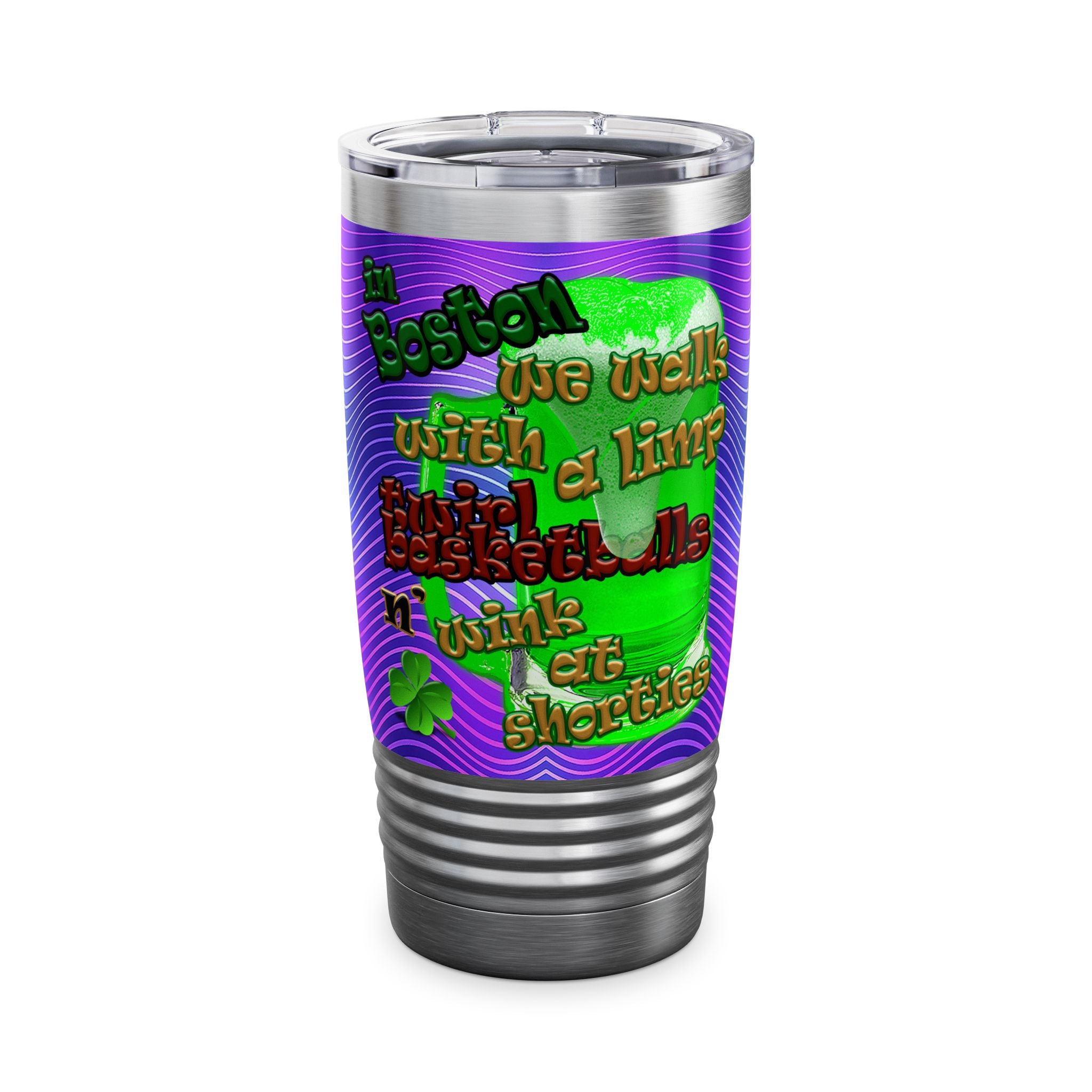 celtics logo - Ringneck Tumbler, 20oz (purple wave)
