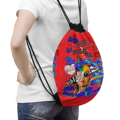 drop the beat - Drawstring Bag (red)