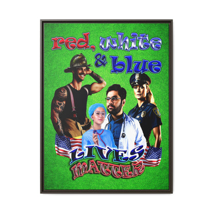 rw&b lives matter - framed canvas art (green turf)