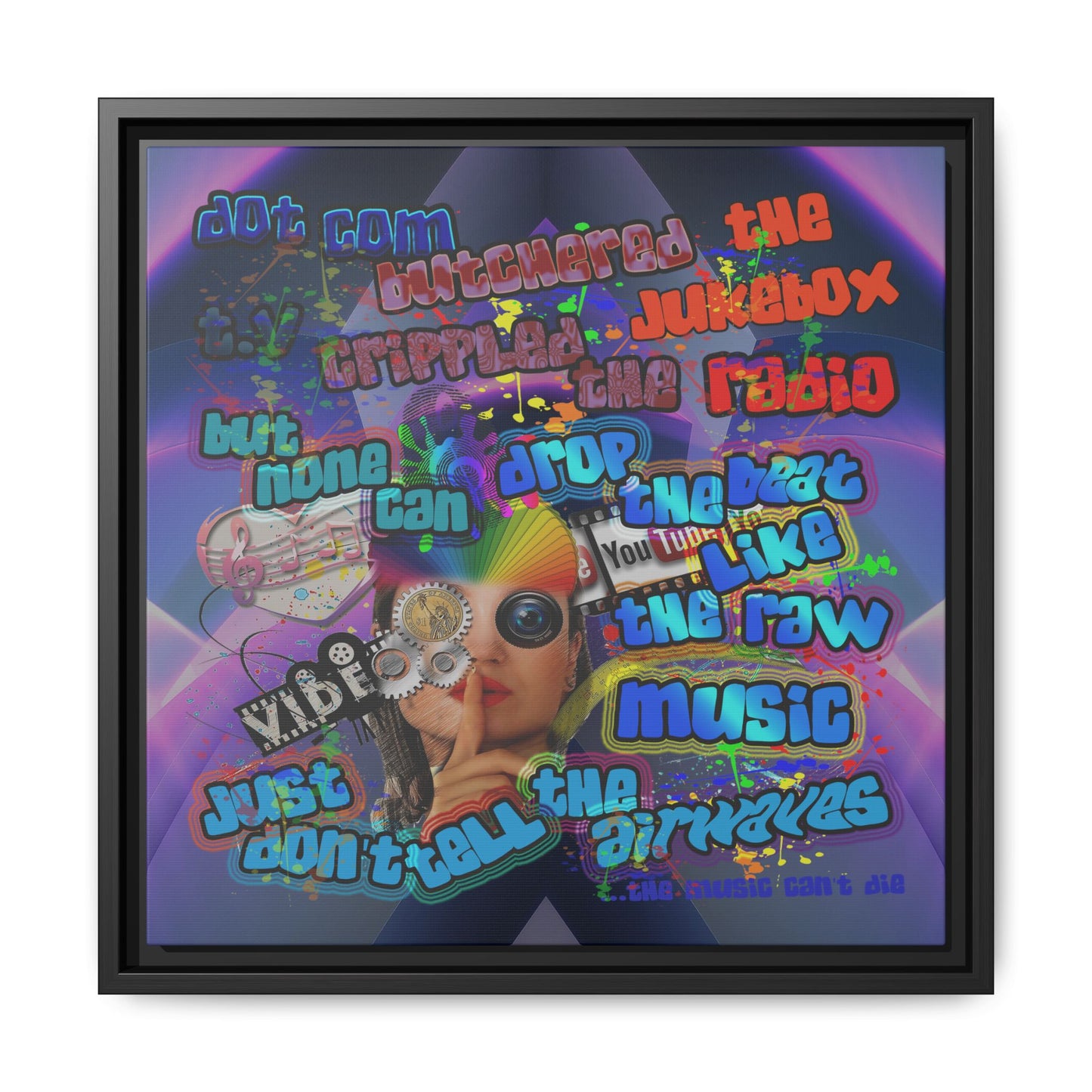drop the beat - framed canvas art (grey-pink wave)