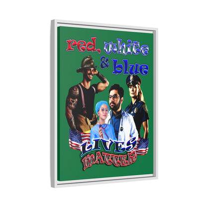 rw&b lives matter - framed canvas art (dark green)