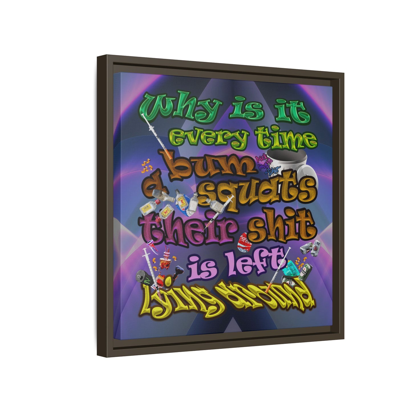 the bum's shit - framed canvas art (grey-pink wave)