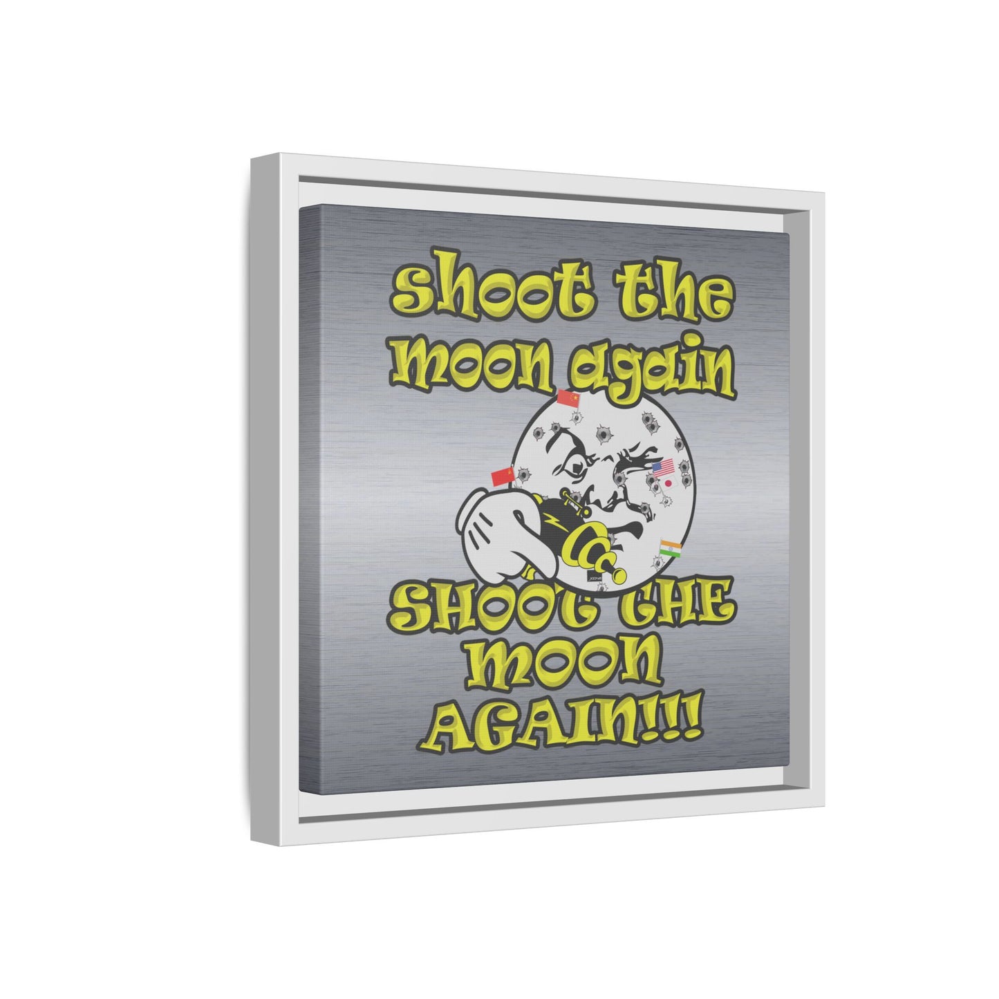shoot the moon again - framed canvas art (brushed nickel)
