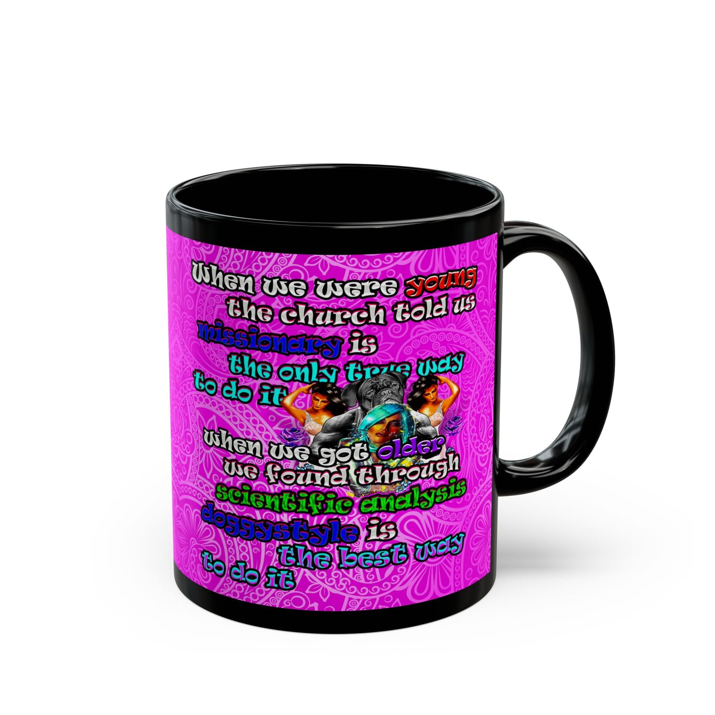 doggystyle - Black Mug (pink swirl)