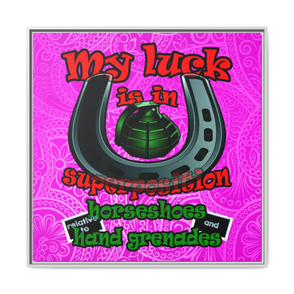 my luck - framed canvas art (pink swirl)