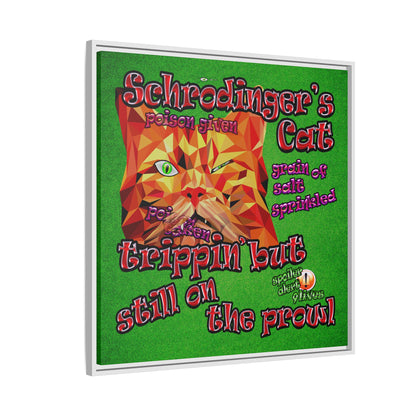 schrodinger's cat - framed canvas art (green turf)