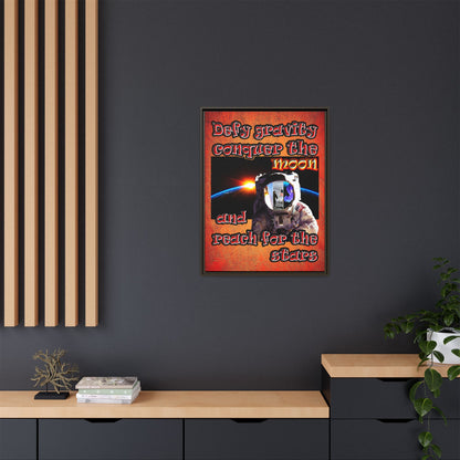defy conquer reach - framed canvas art (burnt orange)