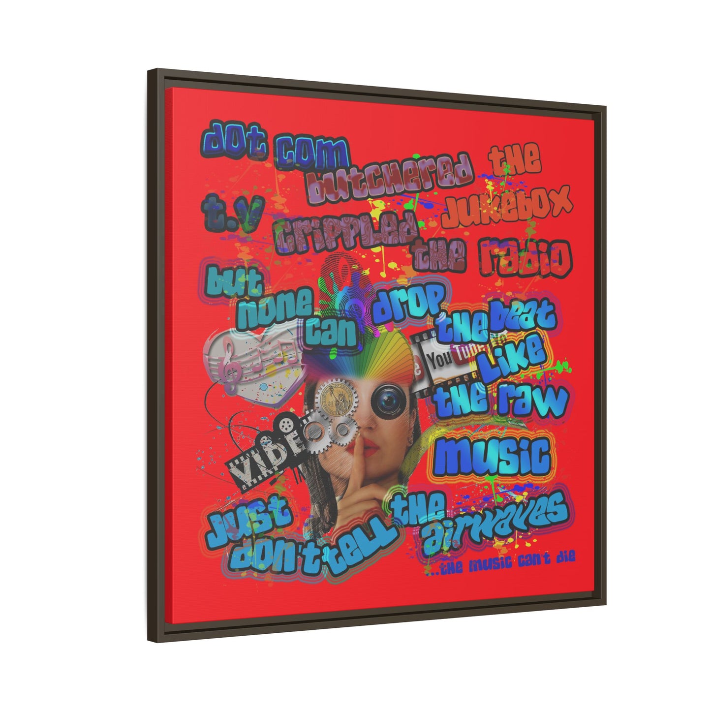 drop the beat - framed canvas art (red)