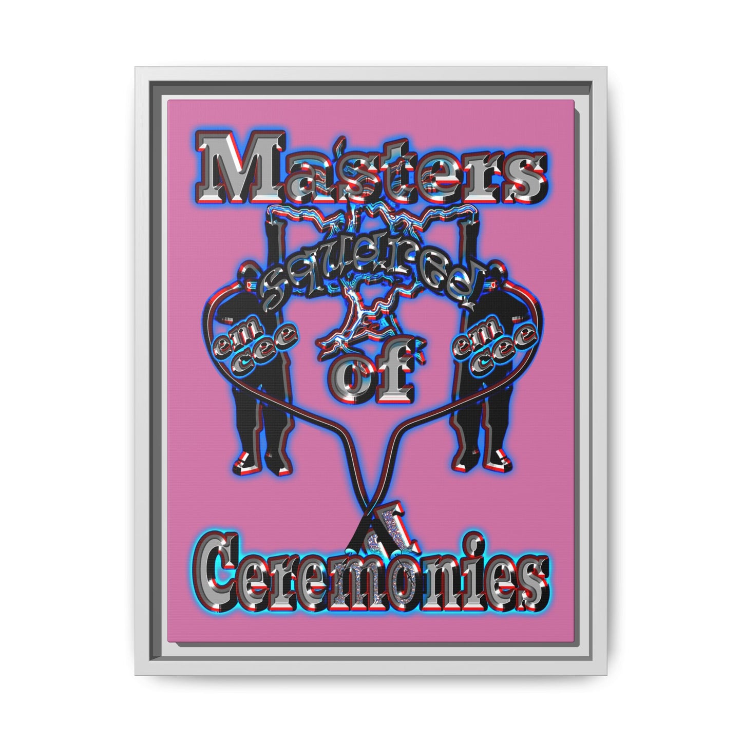 em cee squared - framed canvas art (light pink)