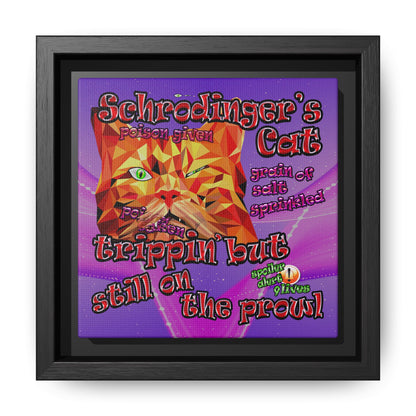 schrodinger's cat - framed canvas art (purple-pink wave)