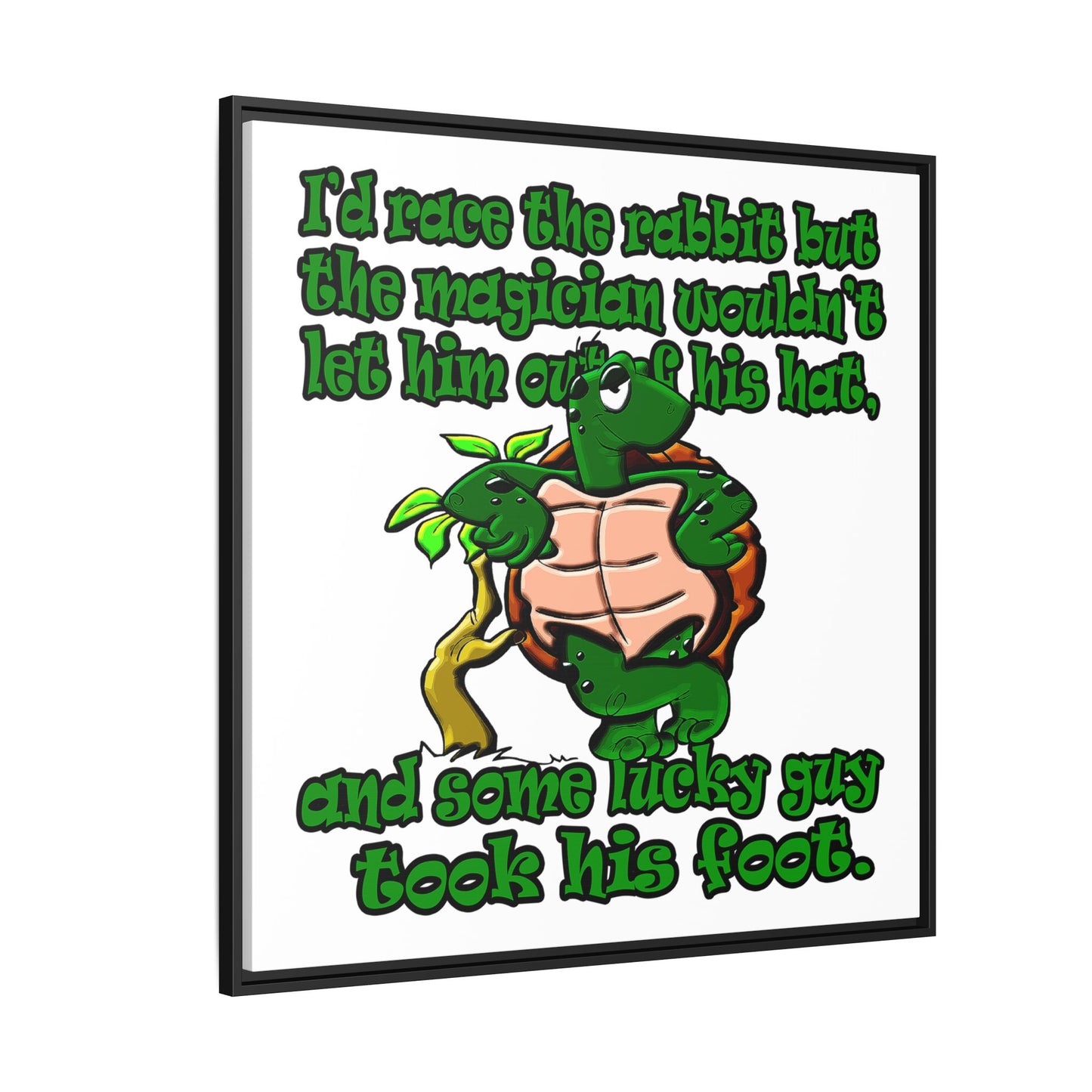 turtle race - framed canvas art (white)