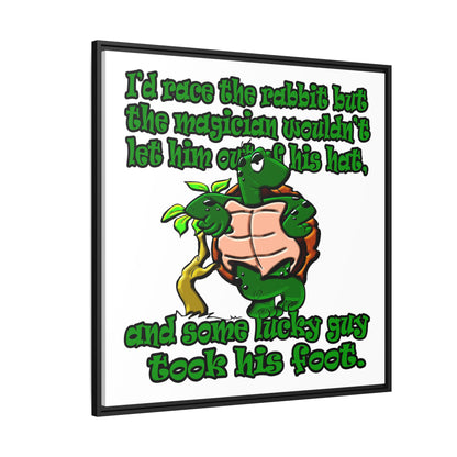 turtle race - framed canvas art (white)