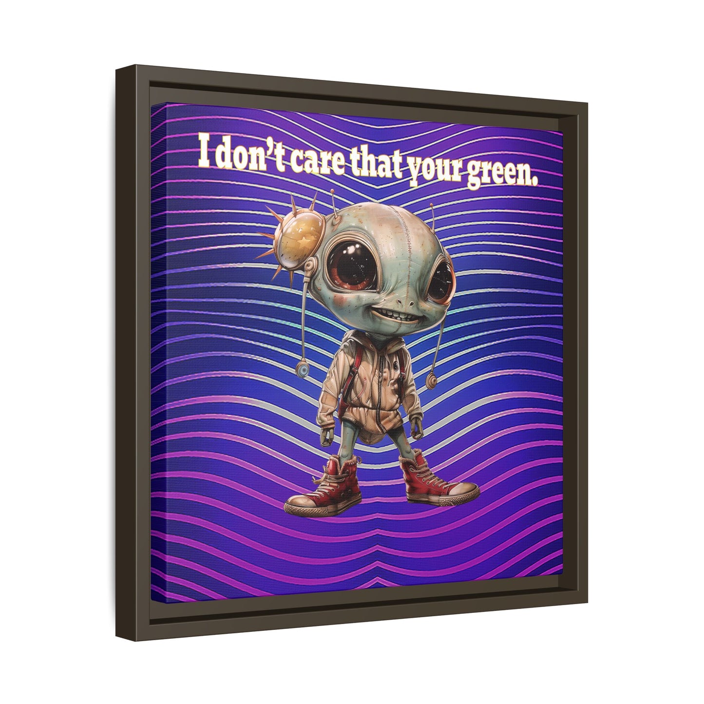 I don't care that your green - framed canvas art (purple wave)