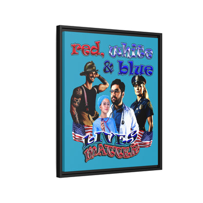 rw&b lives matter - framed canvas art (turquoise)