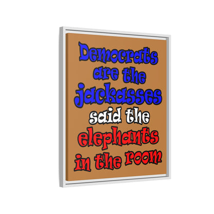 donkeys and elephants - framed canvas art (light brown)