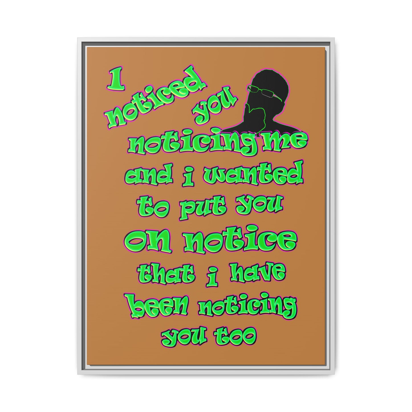 noticed you noticing - framed canvas art (light brown)