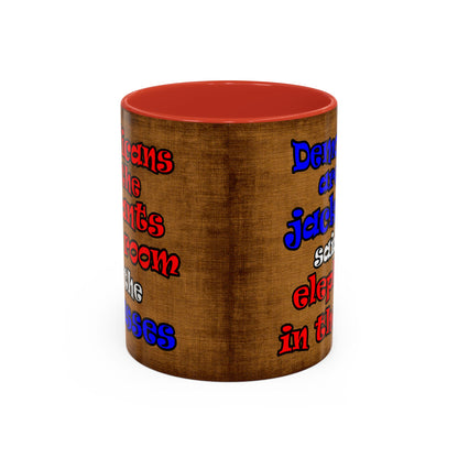 donkeys and elephants - Accent Mug (brown papyrus)
