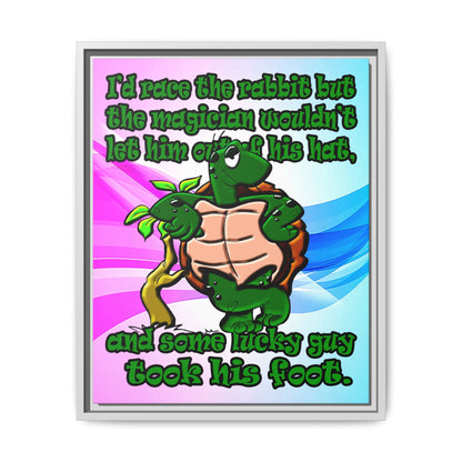 turtle race - framed canvas art (light blue-pink wave)