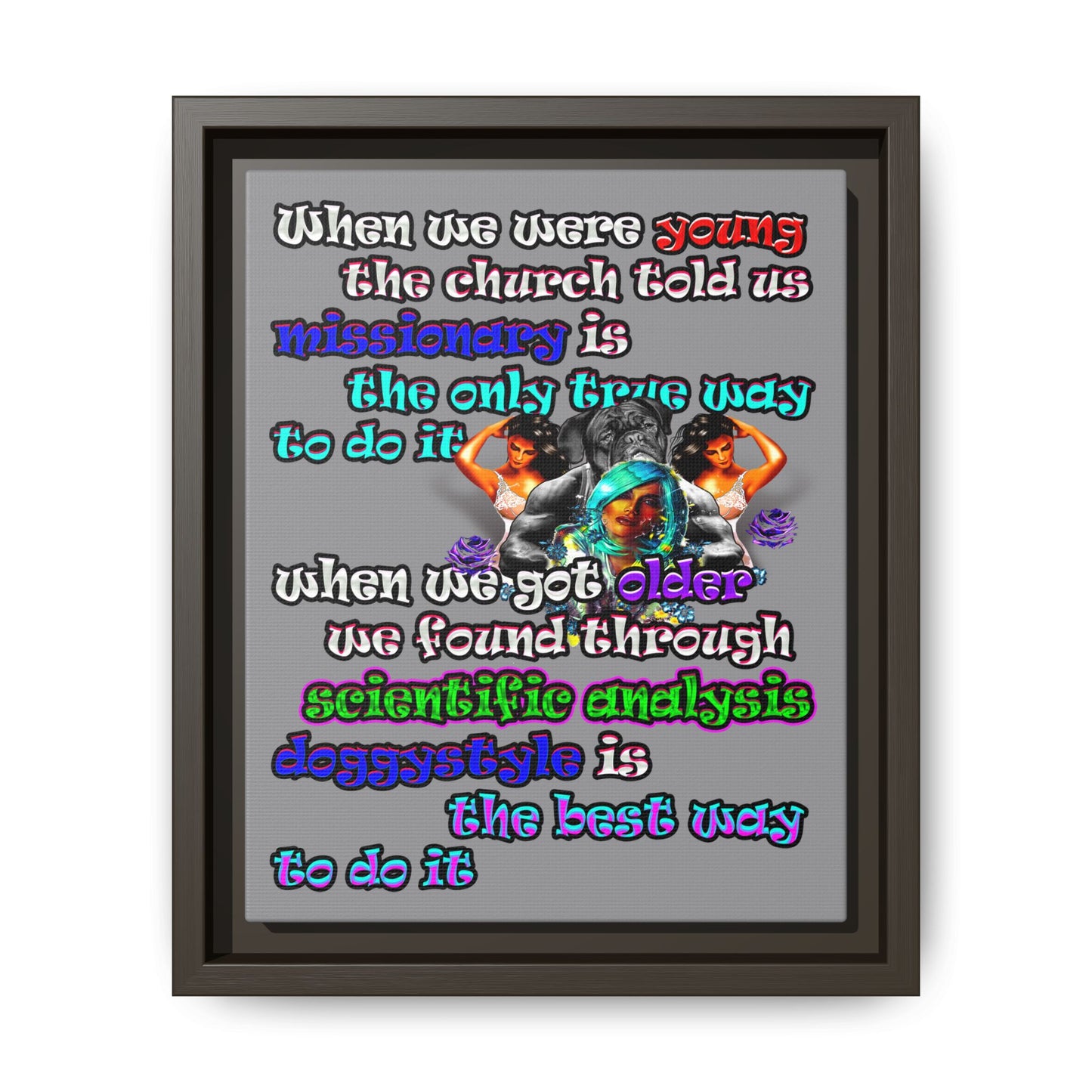 doggystyle - framed canvas art (grey)