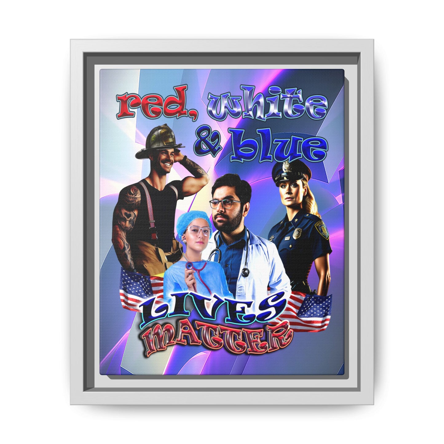 rw&b lives matter - framed canvas art (grey-pink wave)