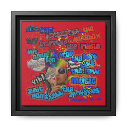 drop the beat - framed canvas art (dark red)