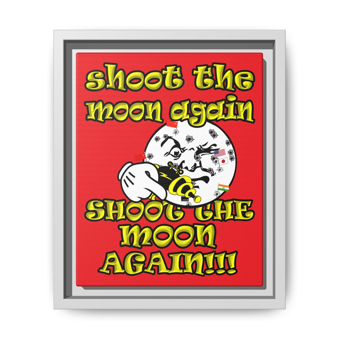 shoot the moon again - framed canvas art (red)