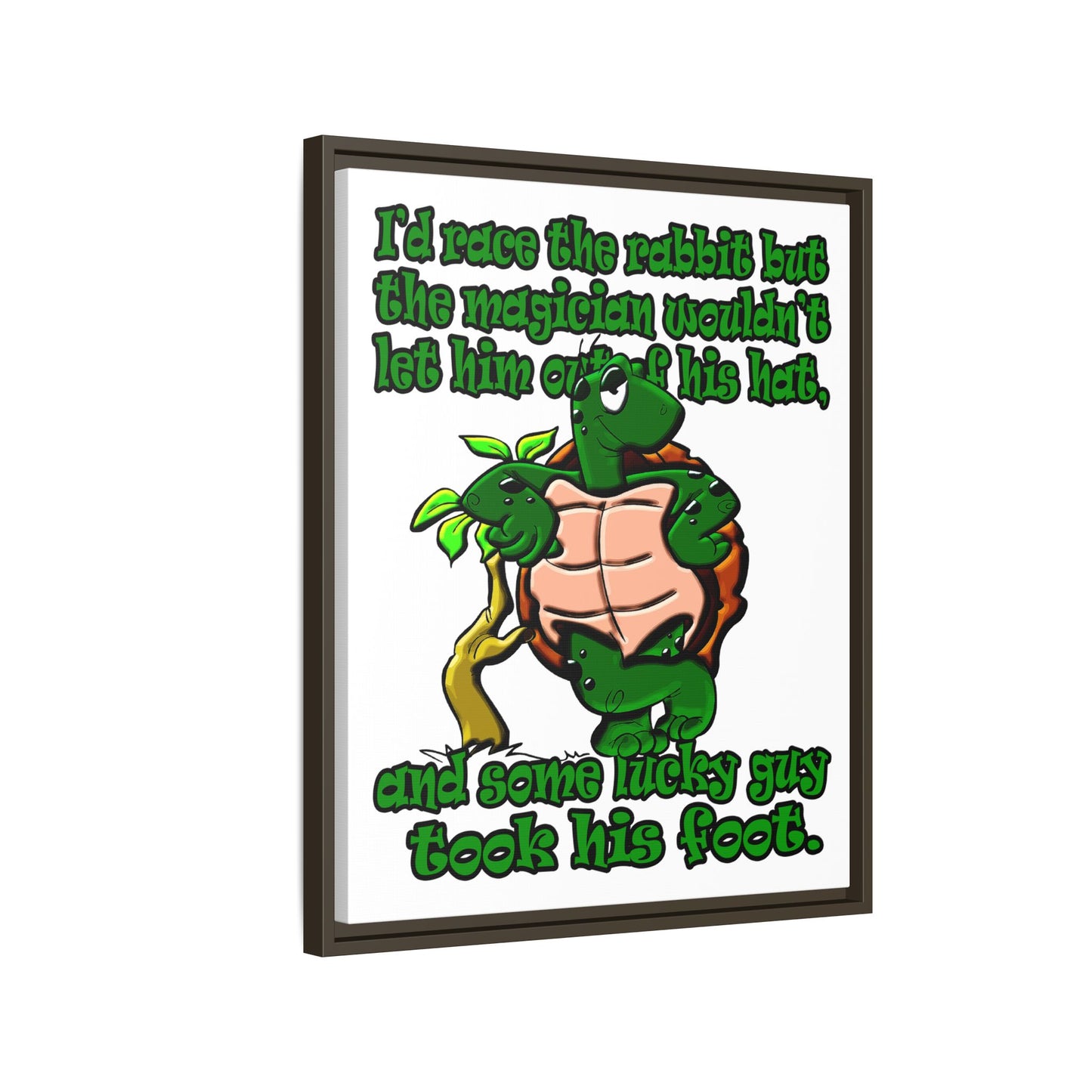turtle race - framed canvas art (white)