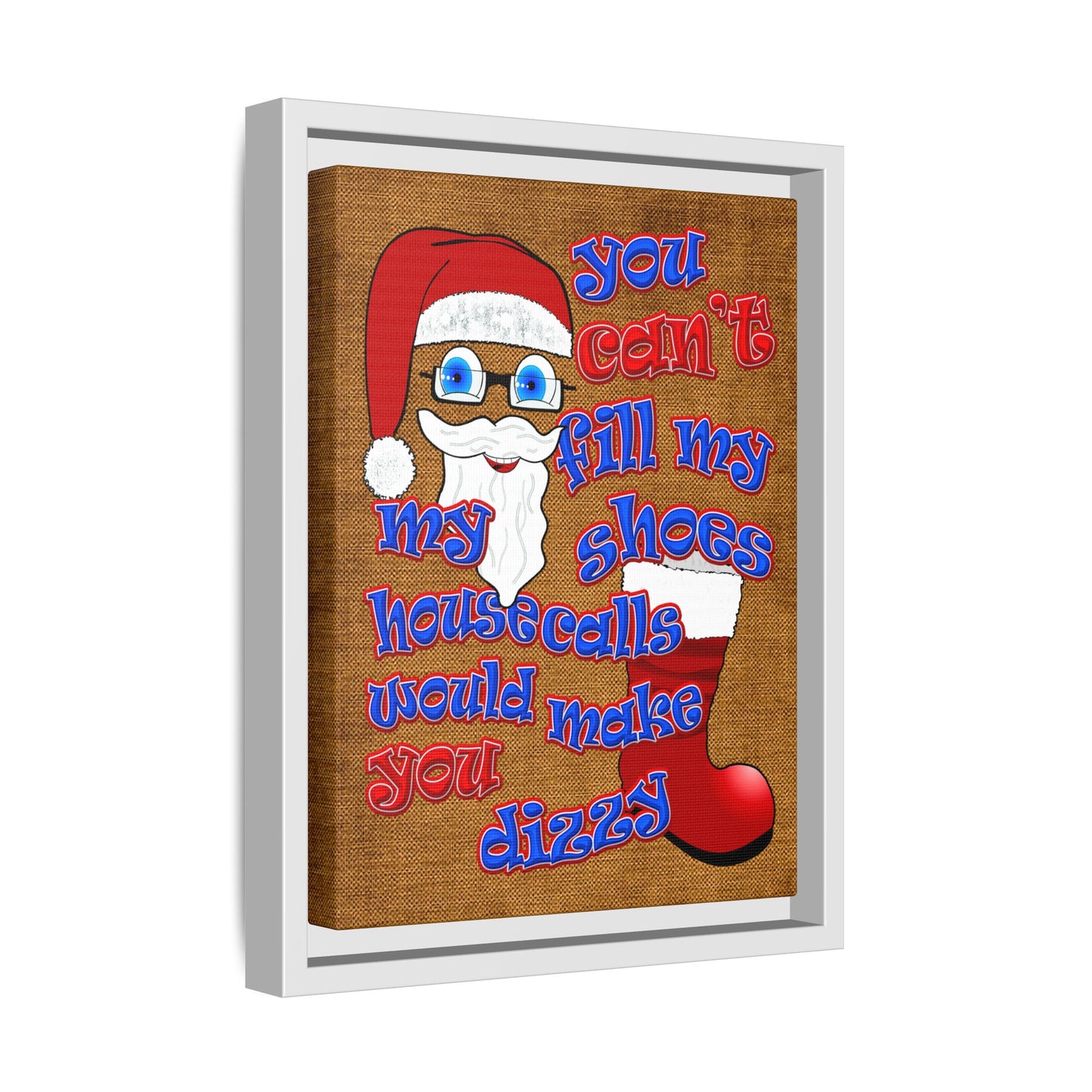 santa's shoes - framed canvas art (brown papyrus)