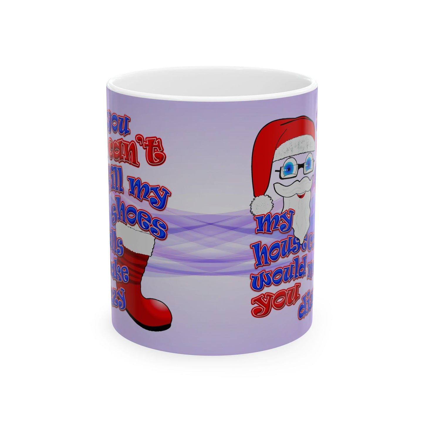 santa's shoes - White Mug (light blue-pink wave)