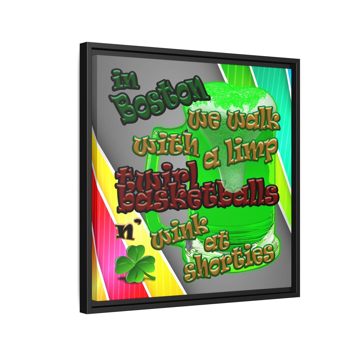 celtics logo - framed canvas art (rainbow split)