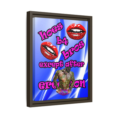 hoes b4 bros - framed canvas art (blue-white wave)