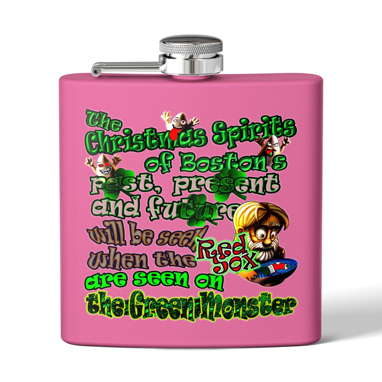 christmas spirits of boston - Stainless Steel Flask