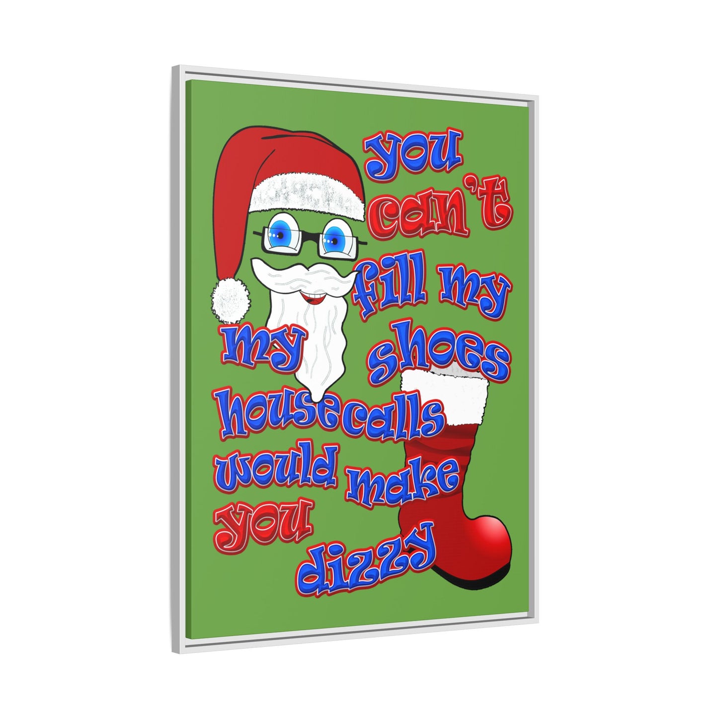santa's shoes - framed canvas art (green)
