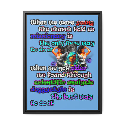 doggystyle - framed canvas art (light blue)