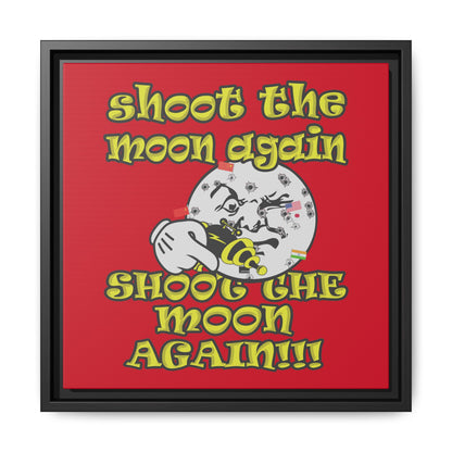 shoot the moon again - framed canvas art (dark red)