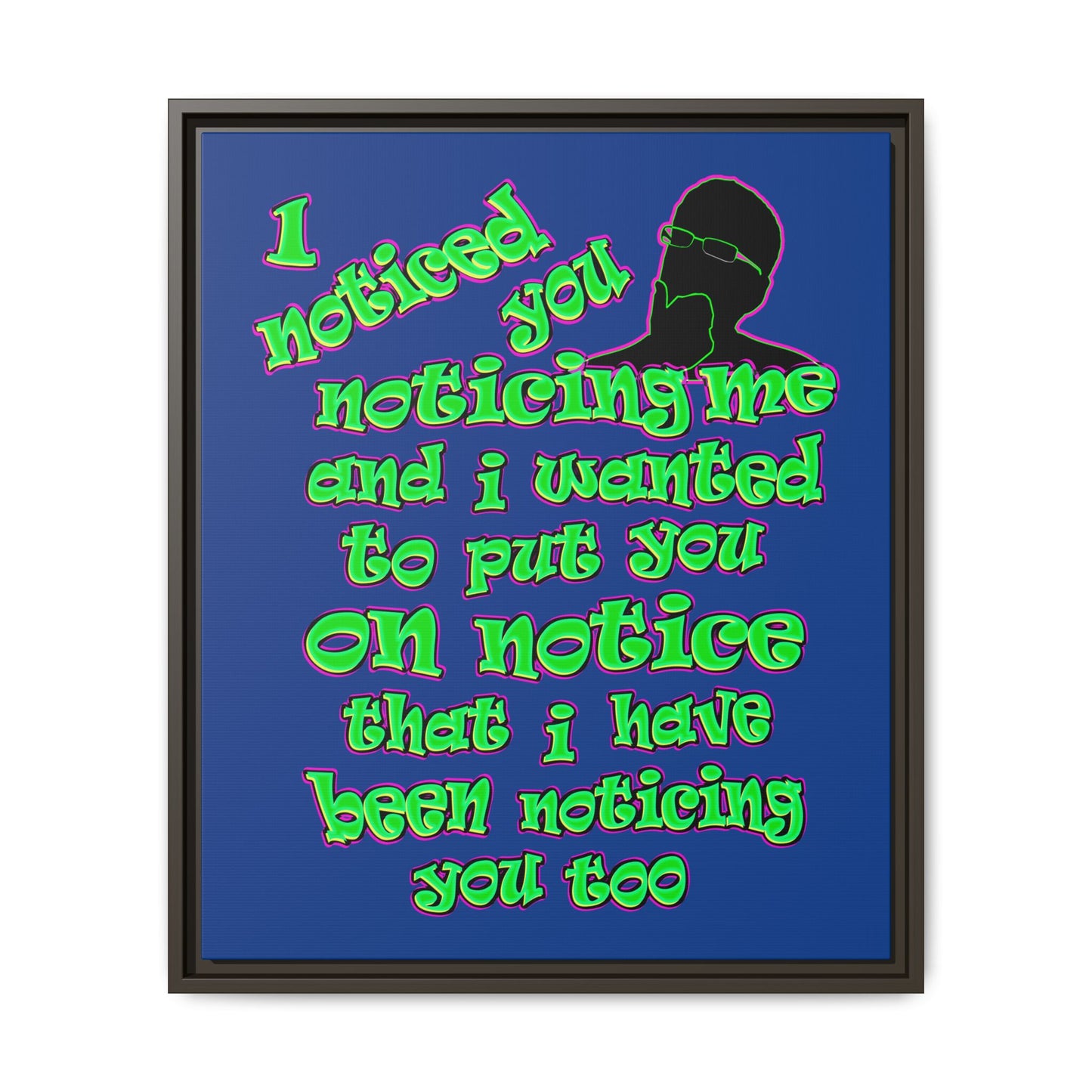 noticed you noticing - framed canvas art (dark blue)