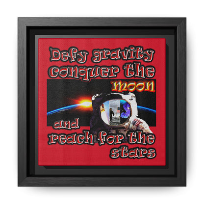defy conquer reach - framed canvas art (dark red)