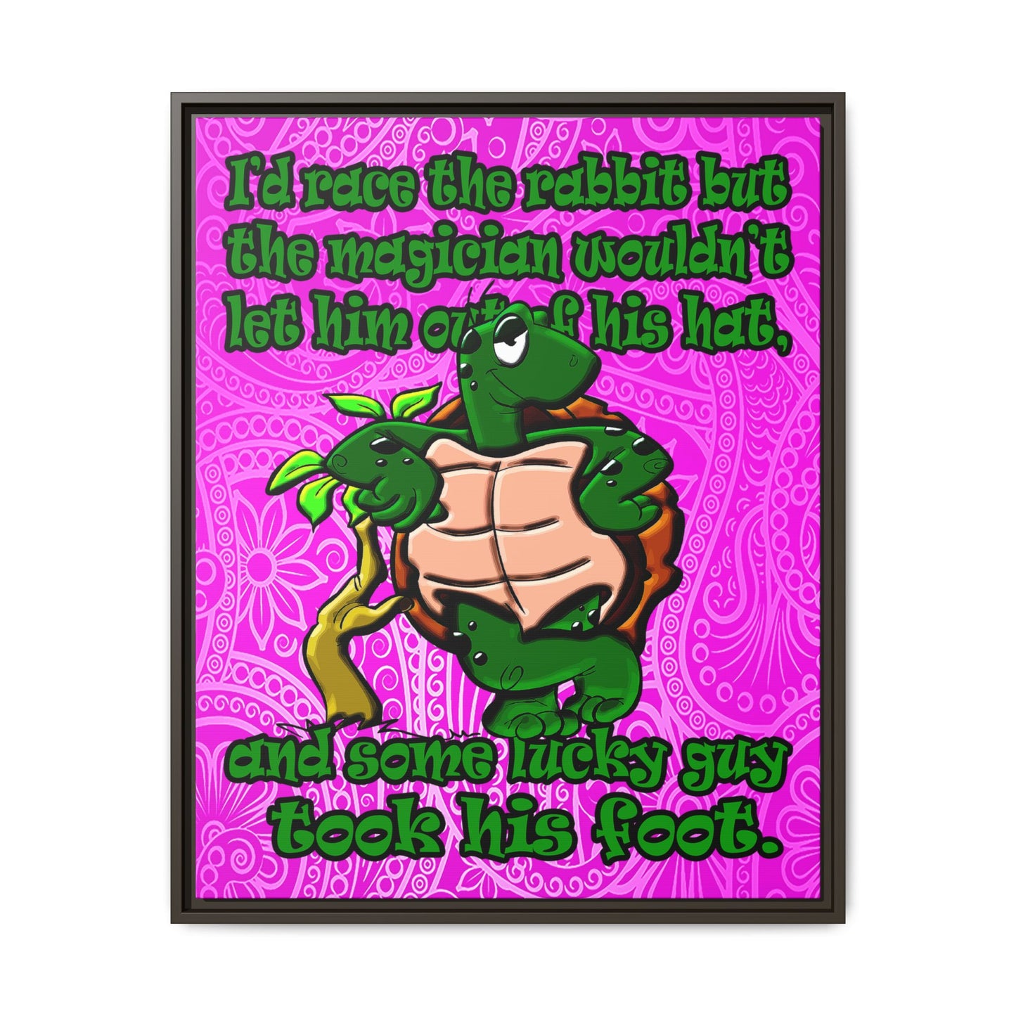 turtle race - framed canvas art (pink swirl)