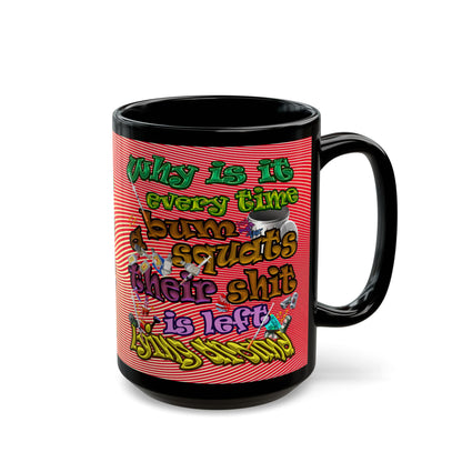the bum's shit - Black Mug (yellow-orange wave)